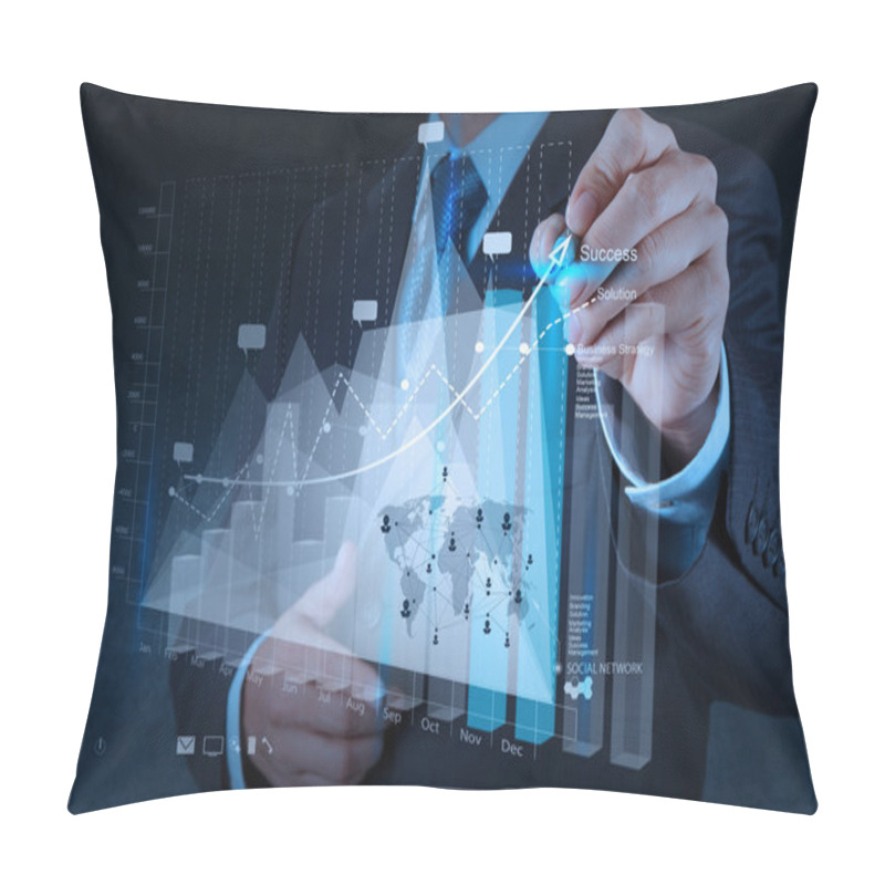 Personality  Businessman Hand Working With New Modern Computer Pillow Covers