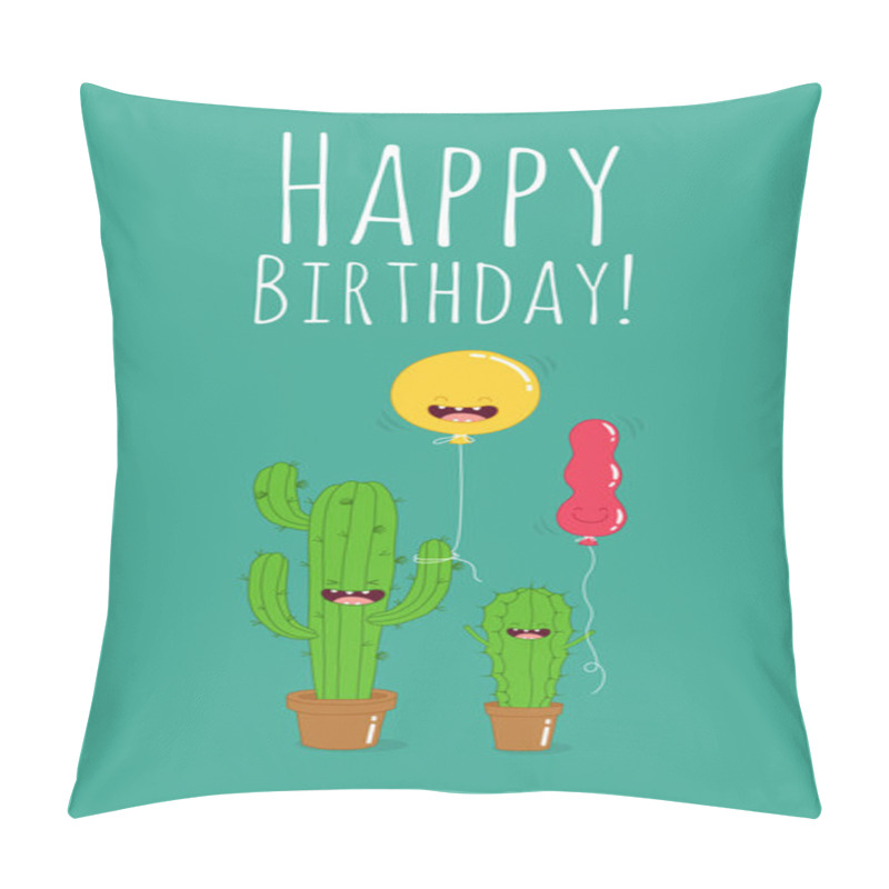 Personality  Funny Cactus With Balloons Pillow Covers