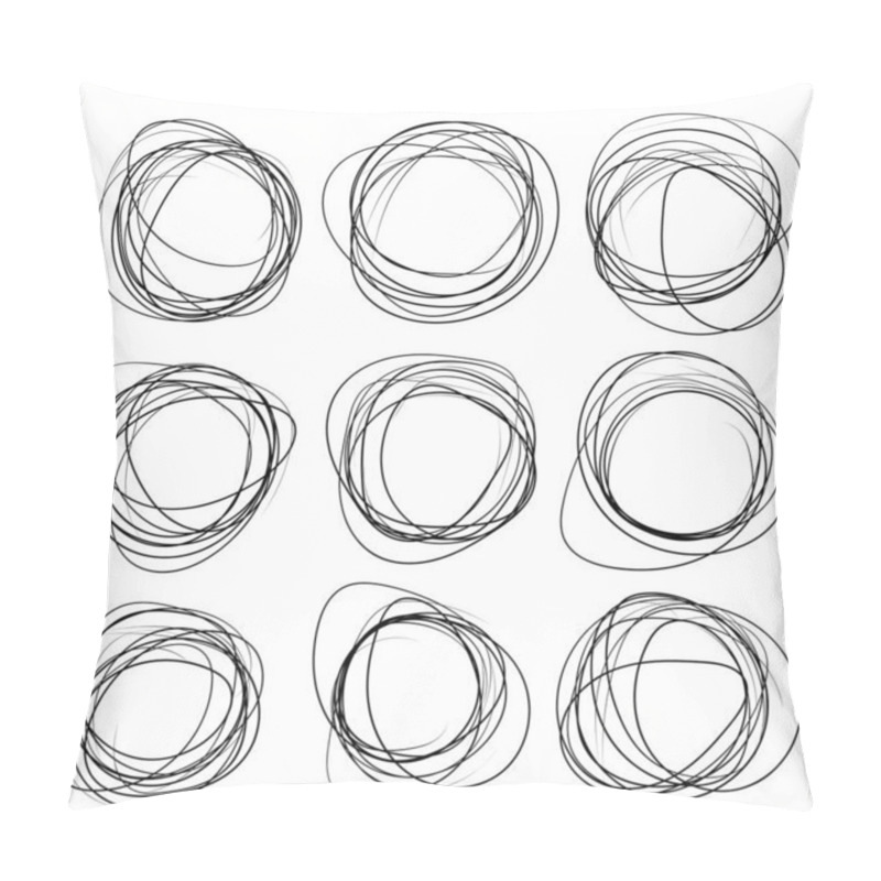 Personality  Hand Drawn Circle Or Scribble Circles Collection Pillow Covers