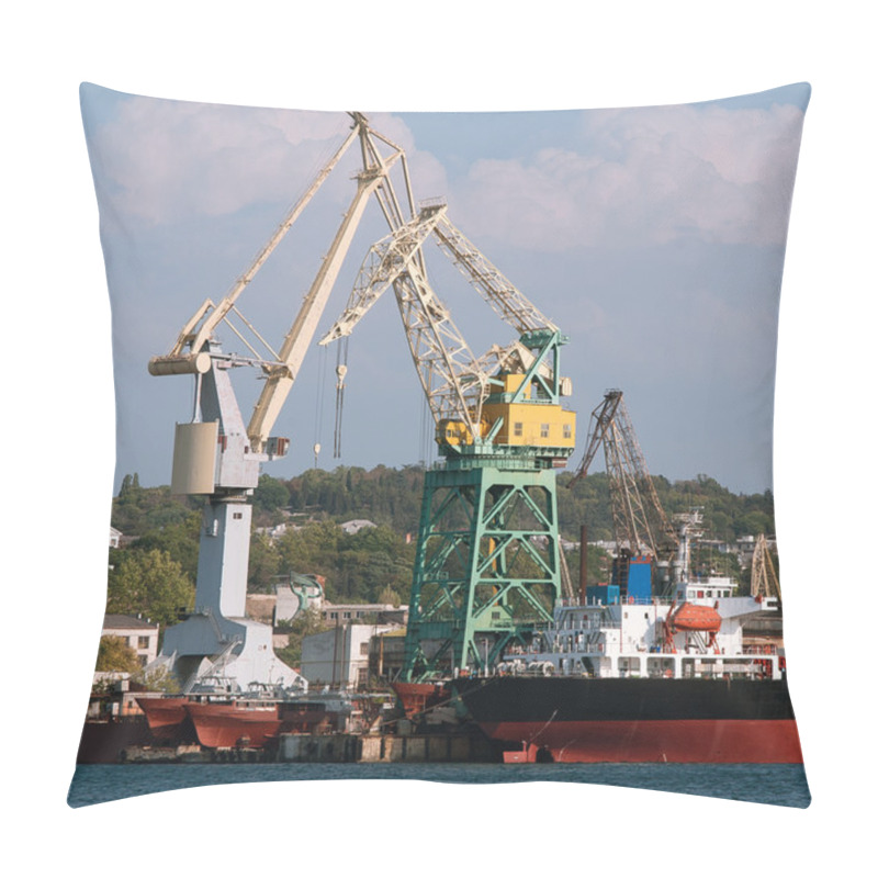 Personality  Seaport With Harbor Cranes Pillow Covers