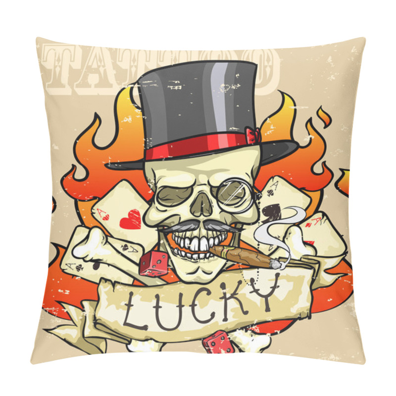 Personality  Skull Tattoo Pillow Covers