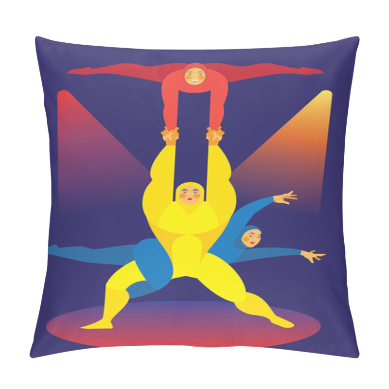 Personality  Circus Acrobats. Man And Two Women Pillow Covers