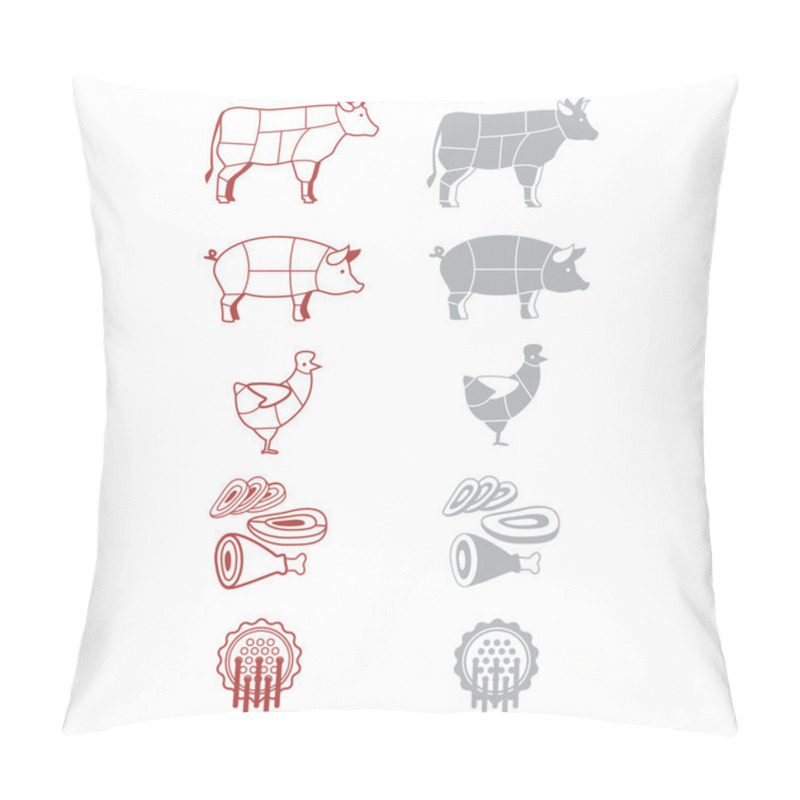 Personality  Signs-icons For The Grocery Of Denotation Of Meat Pillow Covers