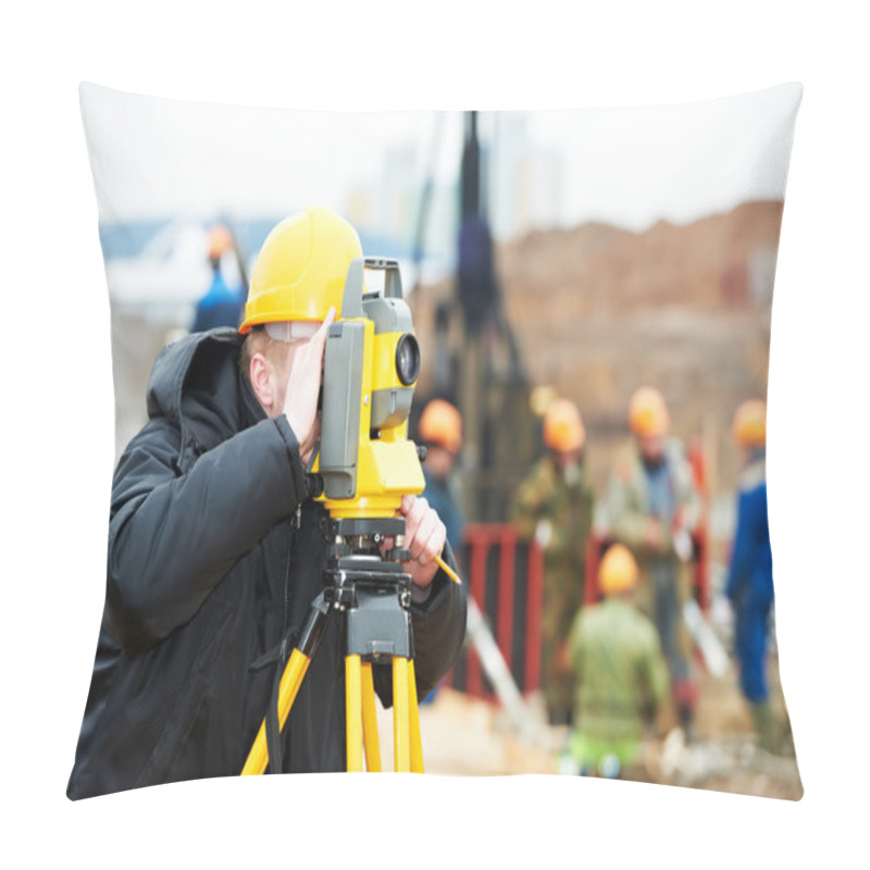 Personality  Surveyor Works With Theodolite Pillow Covers