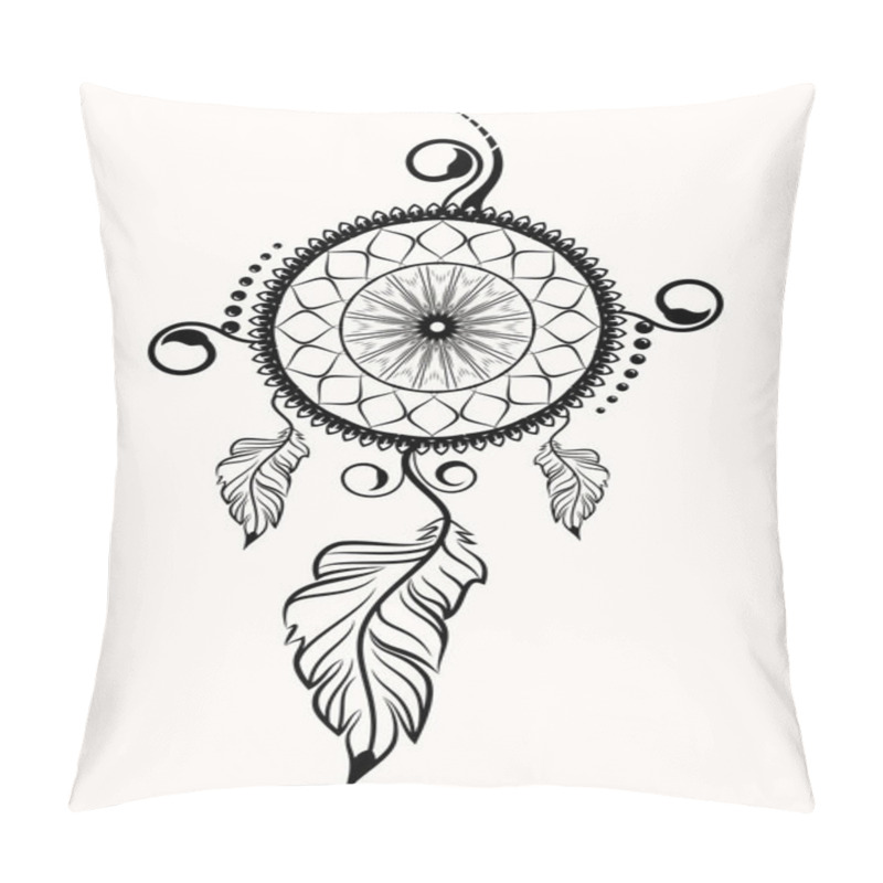 Personality  Vector Image Of Dreamcatcher. Sacred Symbol Of The Shaman. Sacred Geometry. Totemic Ornament. Vector Illustration. Pillow Covers