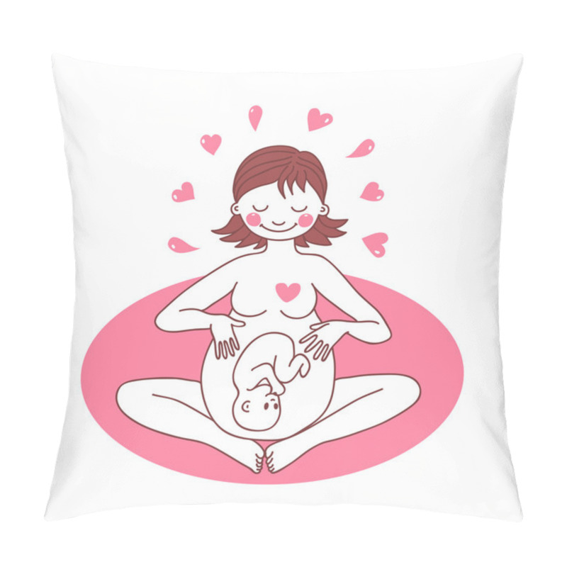 Personality  Illustration Of A Happy Pregnant Woman Pillow Covers