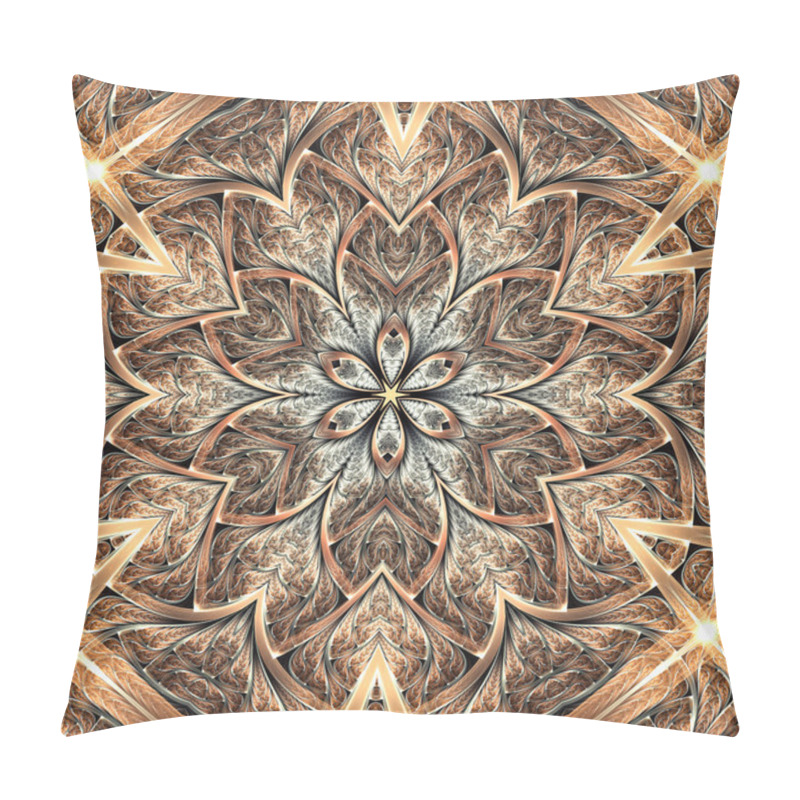 Personality  Golden Fractal Mandala, Digital Artwork For Creative Graphic Design Pillow Covers