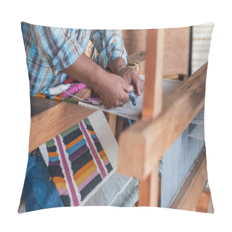 Personality  A Closeup Of The Intricate Process Of Making Artisanal Rugs Or Tapetes In Teotitlan Oaxaca Pillow Covers