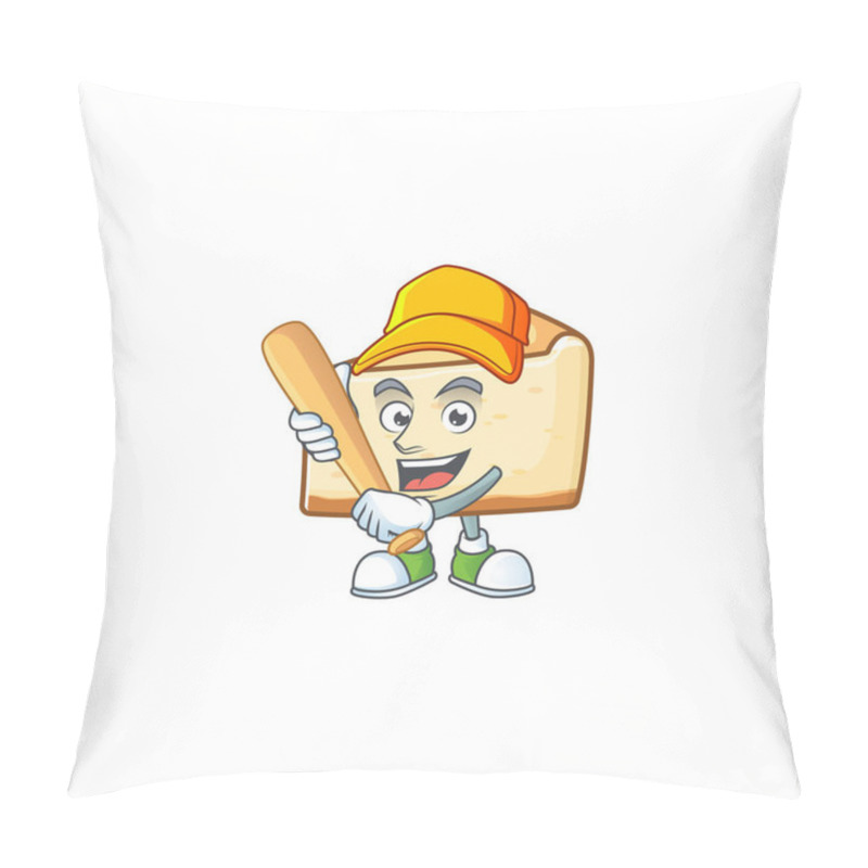 Personality  Cheese Cake Cartoon Design Concept Of Hold Baseball Stick Pillow Covers