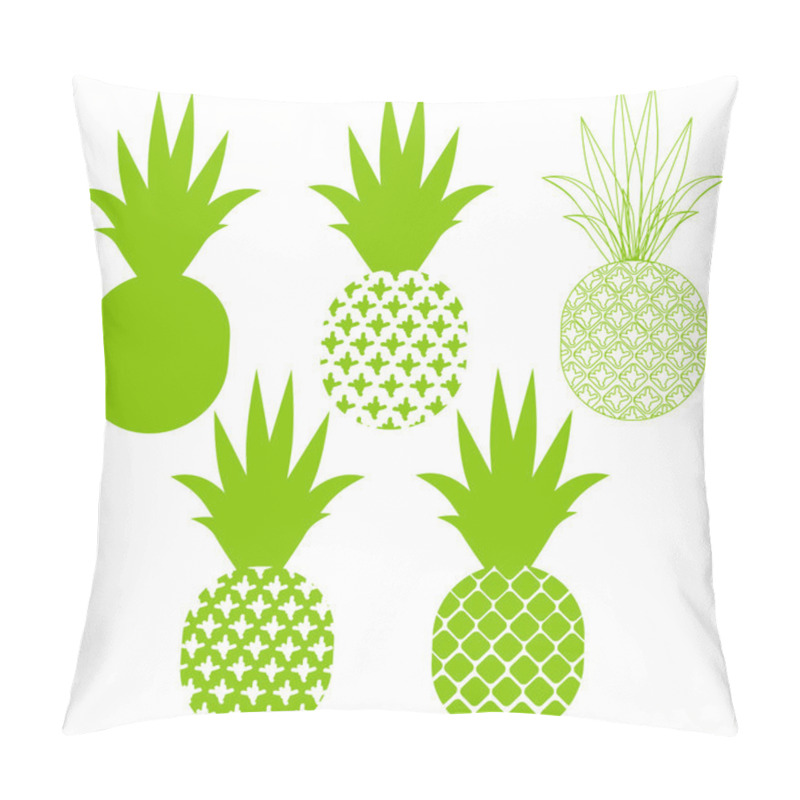 Personality  Pineapple Vector Silhouettes In Green Different Variants Pillow Covers