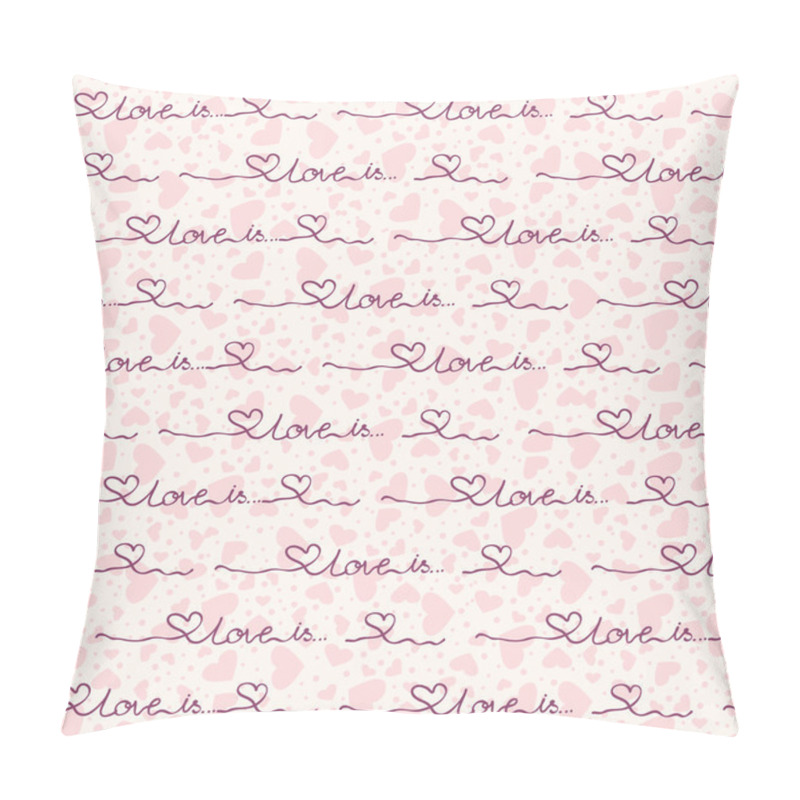 Personality  Vector Seamless Pattern Of Hearts With The Inscription Pillow Covers