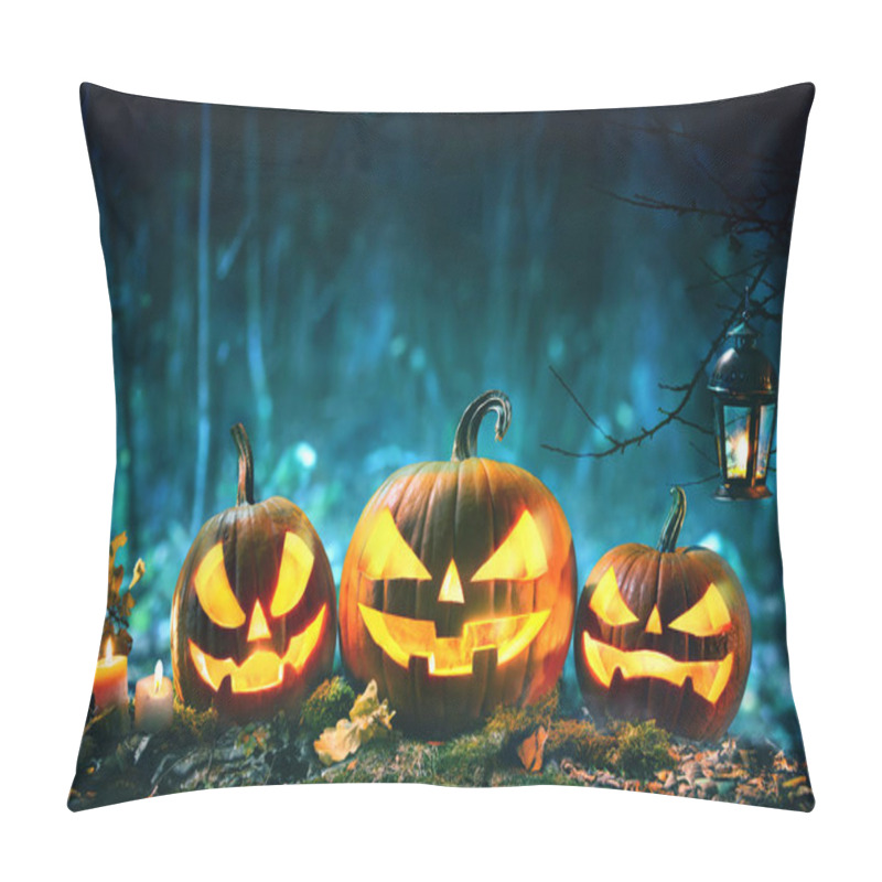 Personality  Halloween Pumpkin Head Jack Lantern With Burning Candles Pillow Covers