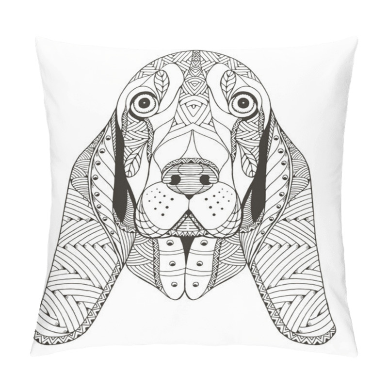 Personality  Basset Hound Head Zentangle Stylized, Vector, Illustration, Freehand Pencil, Hand Drawn, Pattern. Zen Art. Ornate Vector. Lace. Pillow Covers