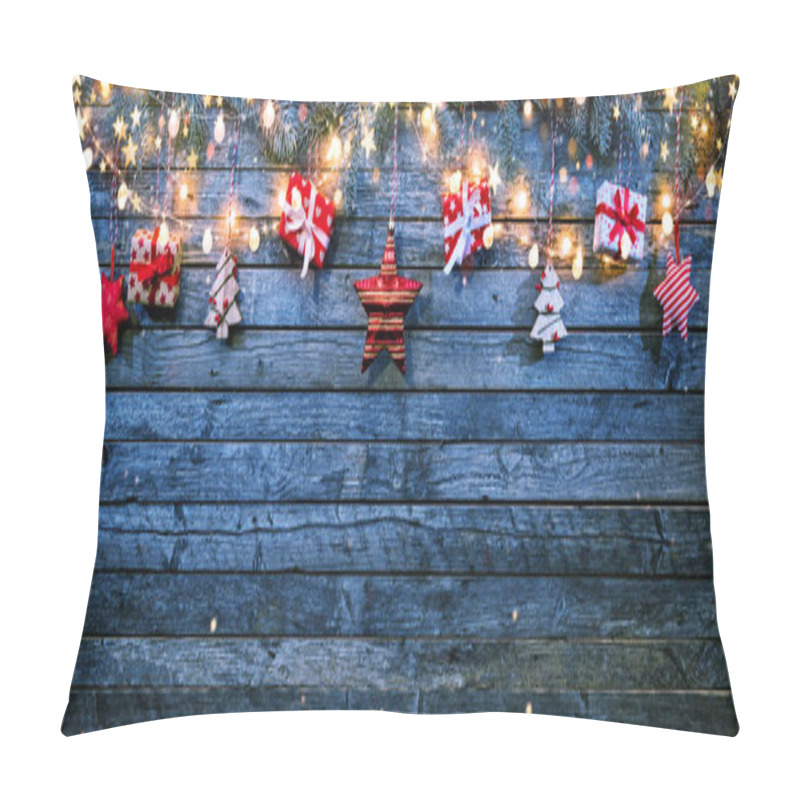 Personality  Decorative Christmas Rustic Background With Wooden Planks. Free Space For Text. Pillow Covers