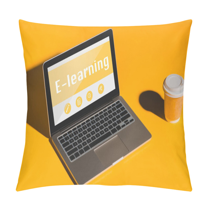 Personality  Laptop With E-learning Inscription Pillow Covers