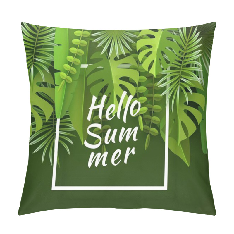 Personality  Tropical Leaves And Plants. Green Abstract Background With Tropical Foliage. Cut Paper. Vector Illustration Pillow Covers