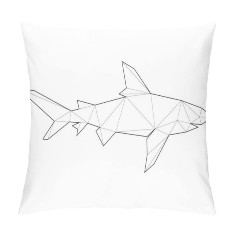 Personality  Low Poly Art Of Animals. Shark. Good For Wall Decoration. Printable Images. Suitable For Coloring Pages. Pillow Covers