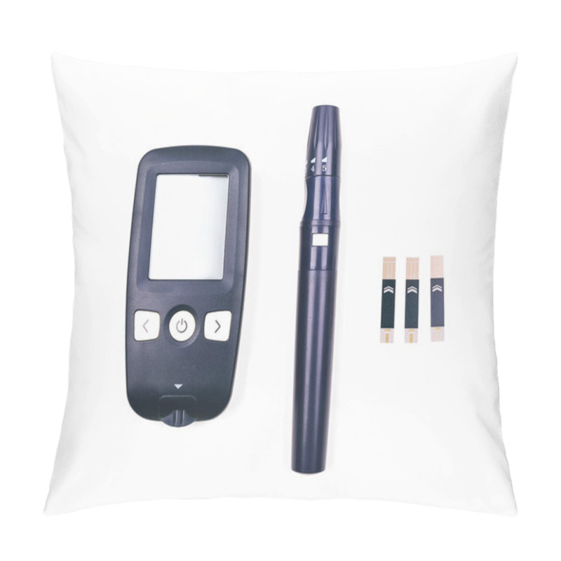 Personality  Blood Sugar Meter Isolated On White Background. Pillow Covers