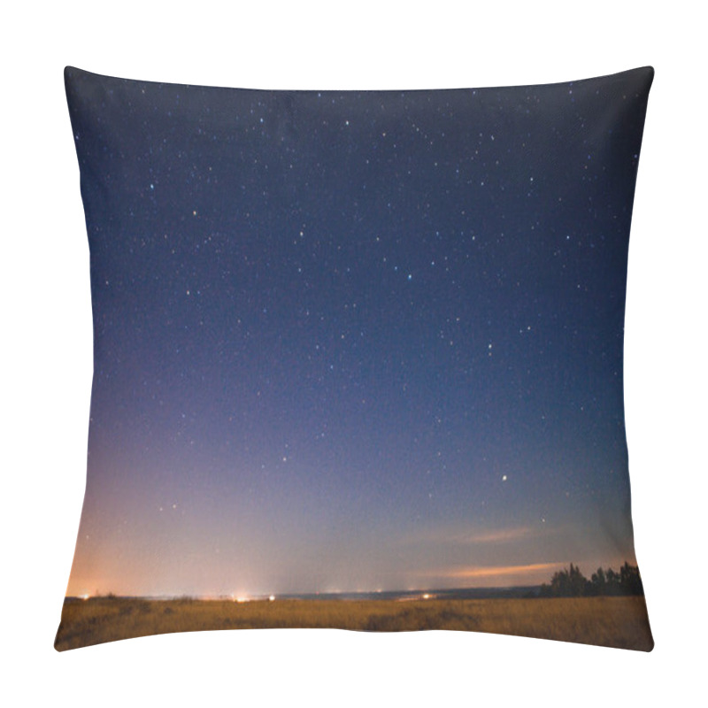 Personality  A Beautiful Night Sky Is Filled With Countless Twinkling Stars That Shine Brightly Over A Vast Open Field Beneath Them Pillow Covers