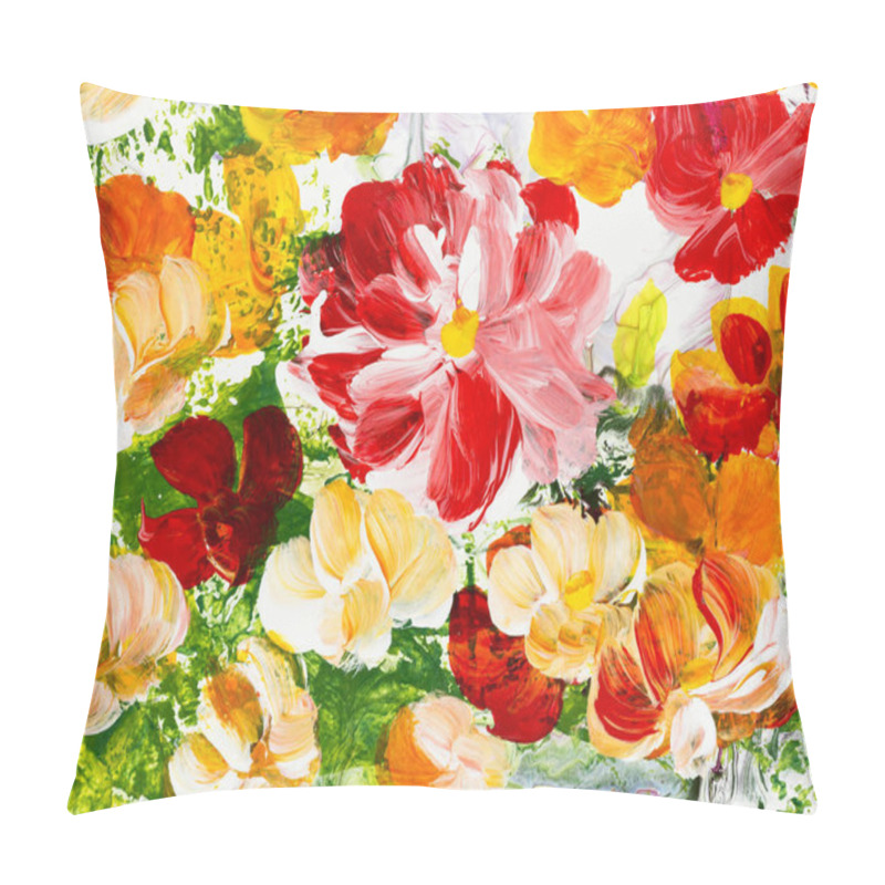 Personality  Abstract Flowers, Close-up Fragment Of Acrylic Painting On Canva Pillow Covers