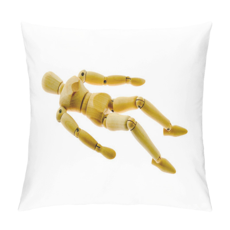 Personality  Wooden Figure Sleeping  Isolated On White Background  Pillow Covers