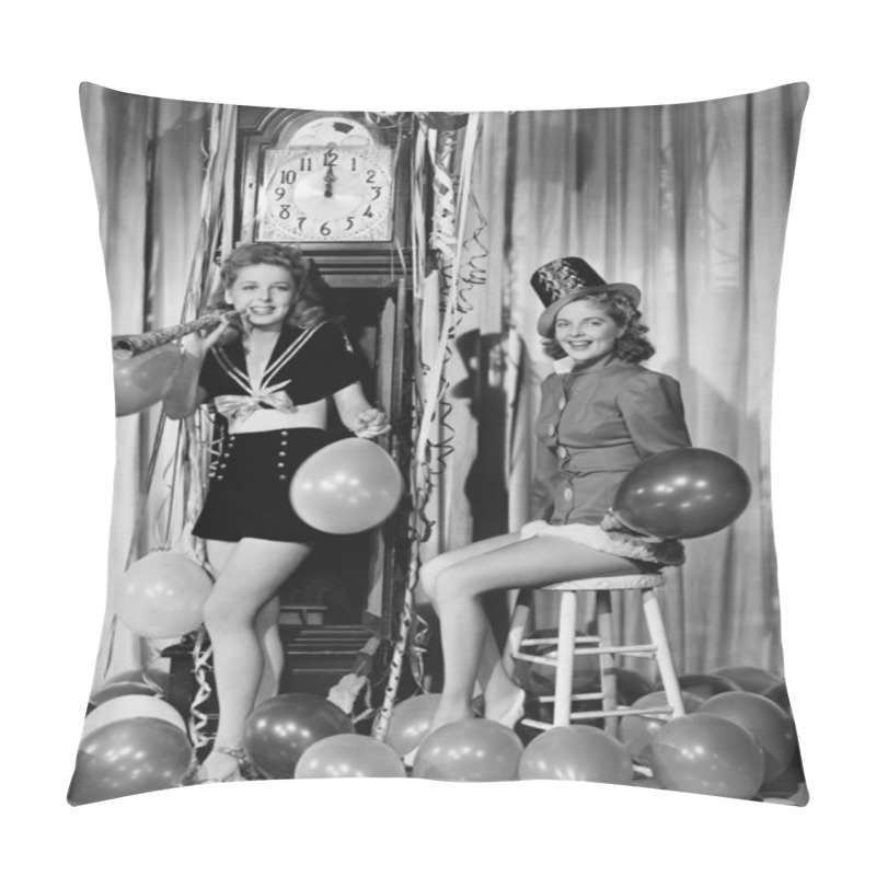 Personality  Women With Balloons On New Years Eve Pillow Covers