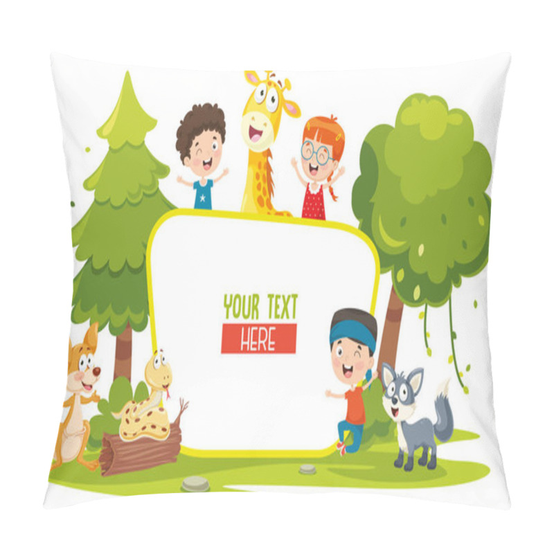 Personality  Vector Illustration Of Kids And Animals Pillow Covers