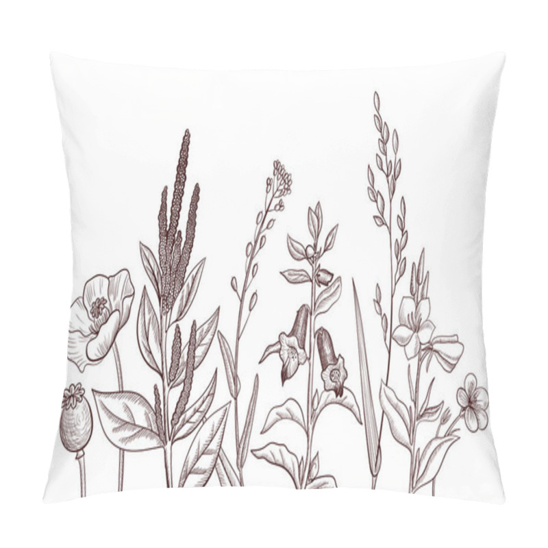 Personality  Background With Drawing Herbs And Flowers Pillow Covers