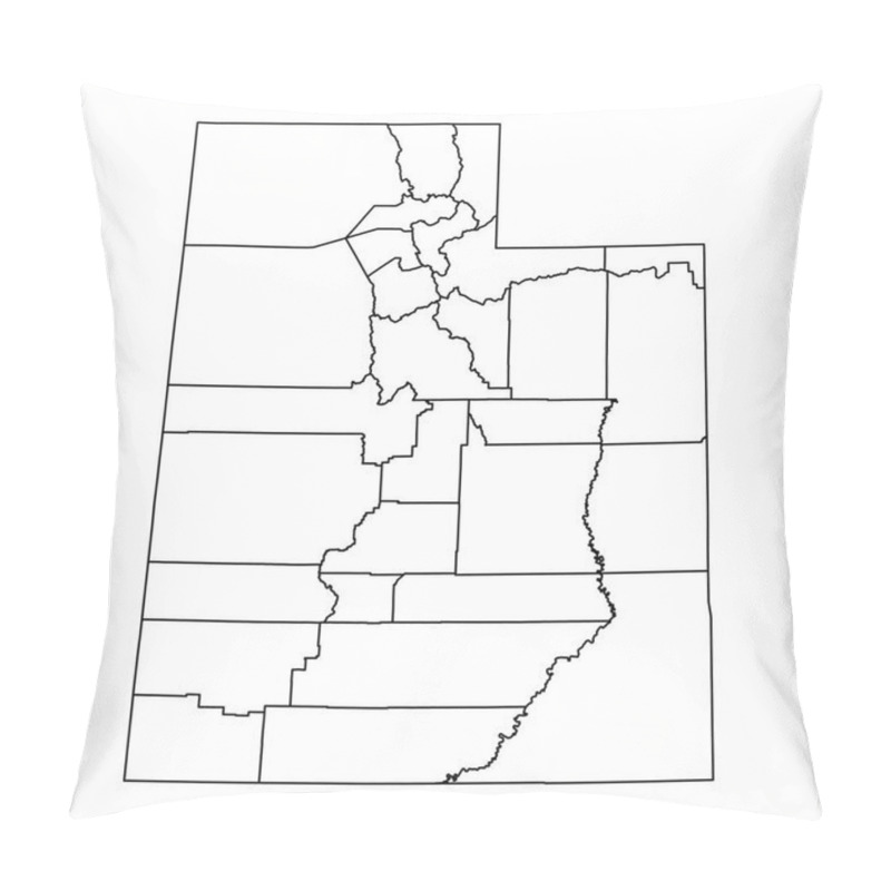 Personality  Utah State Map With Counties. Vector Illustration. Pillow Covers