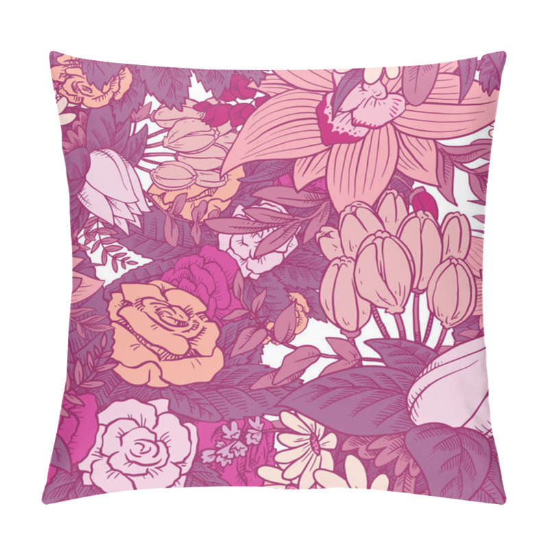 Personality  Seamless Floral Pattern With Beautiful Flowers In Pink Tones Pillow Covers