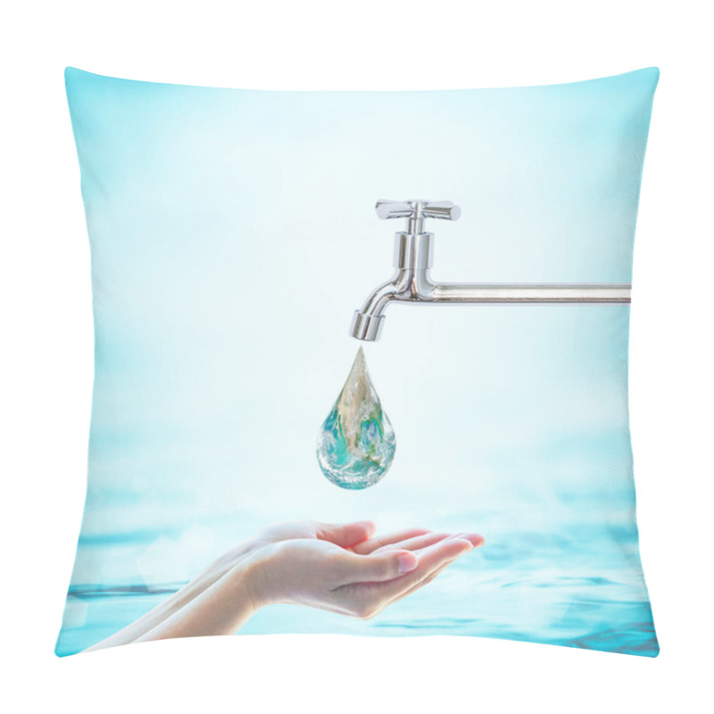 Personality  World Water Day, Saving Water And Environmental Protection Concept. Element Of This Image Furnished By NASA Pillow Covers