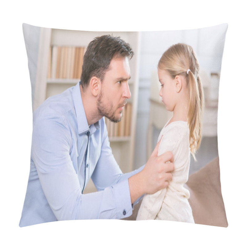 Personality  Strict Father Punishing His Daughter Pillow Covers