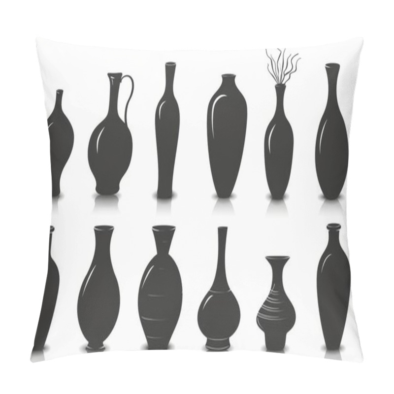 Personality  A Collection Of Elegant Black Vases Showcasing Various Shapes And Sizes, Perfect For Modern Decor. Pillow Covers