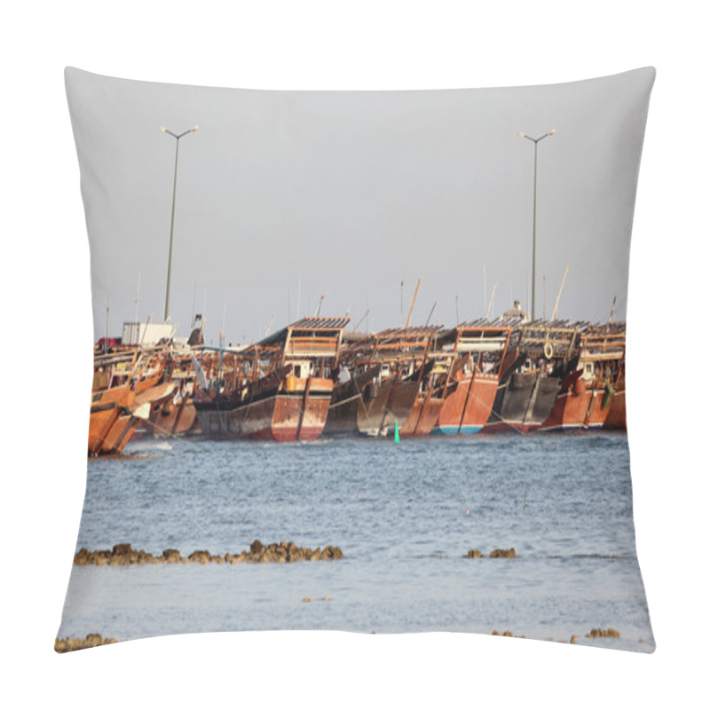 Personality  Dhow Harbor In Al Wakrah, Qatar, Middle East Pillow Covers