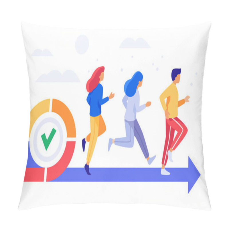 Personality  Agile Development Team. Professional Business Teamwork, Flexible Management And Workflow Projects Plan Vector Illustration Pillow Covers