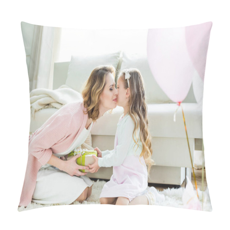 Personality  Girl Presenting Gift To Mother  Pillow Covers