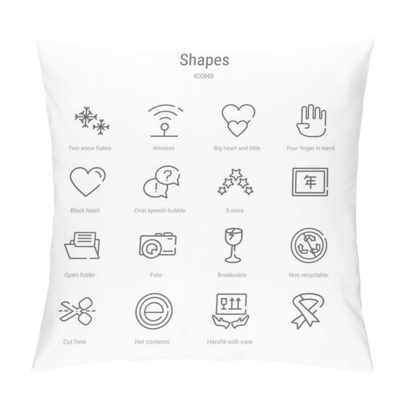 Personality  Set Of 16 Shapes Concept Vector Line Icons Such As  , Handle Wit Pillow Covers