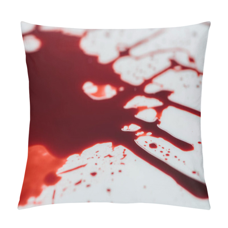 Personality  Close-up Shot Of Blood Droplets On White Surface Pillow Covers