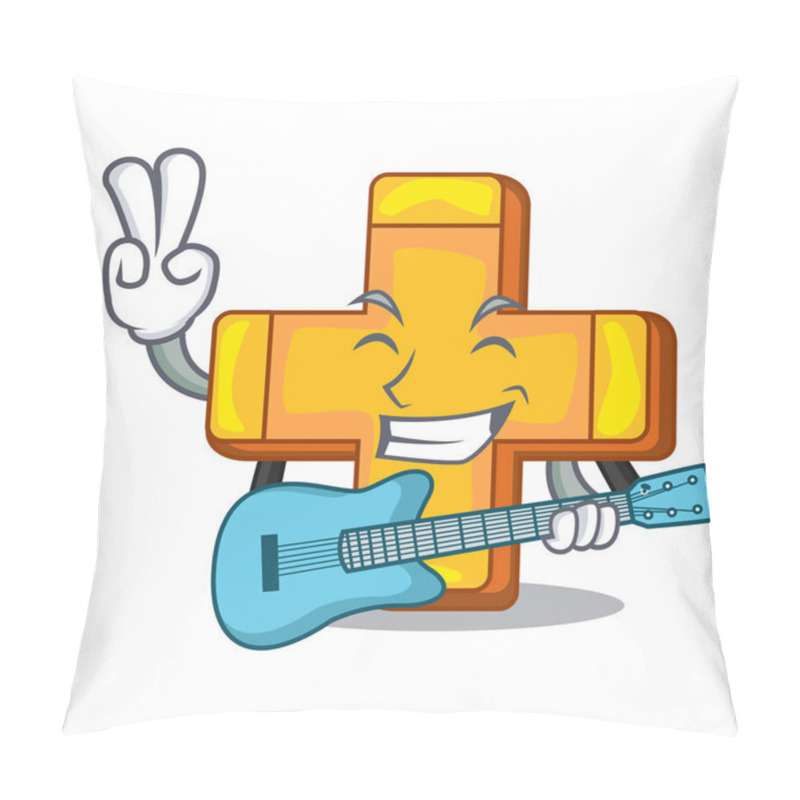 Personality  With Guitar Retro Plus Sign Addition Symbol Cartoon Pillow Covers