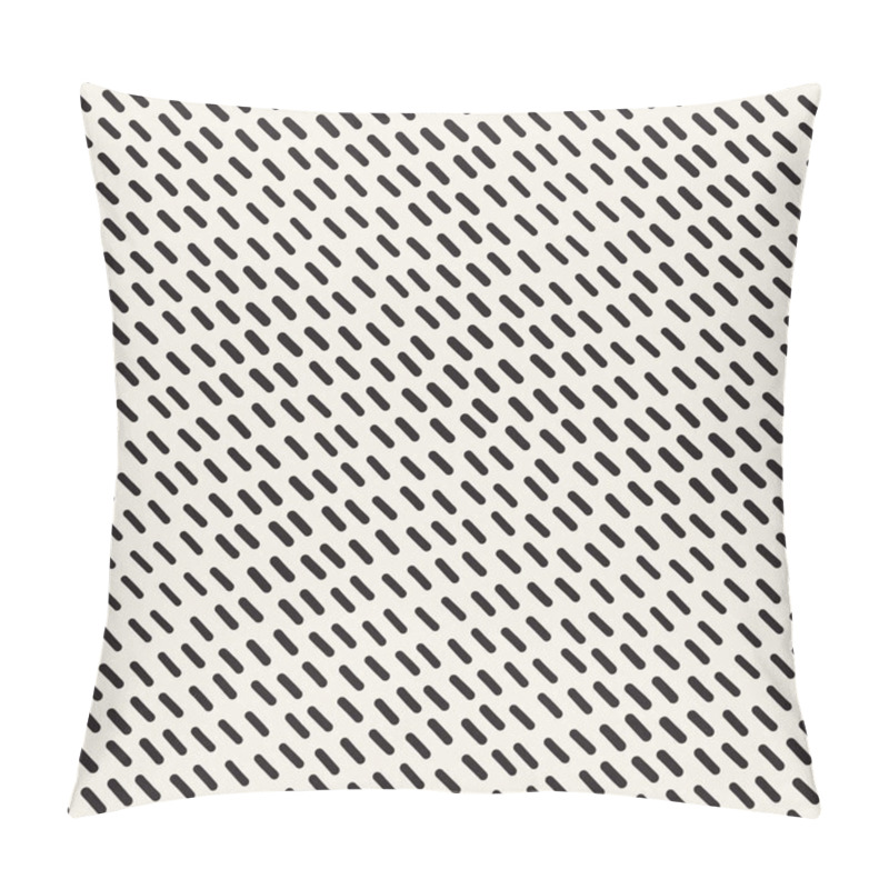 Personality  Hand Drawn Scattered Wavy Lines Monochrome Texture. Vector Seamless Black And White Pattern Pillow Covers