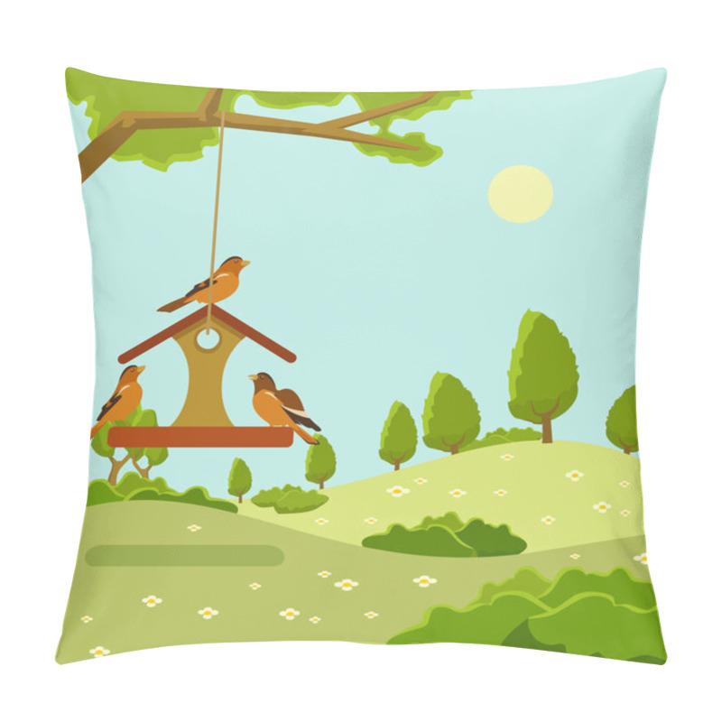 Personality  Vector Summer Landscape Flat Illustration Pillow Covers