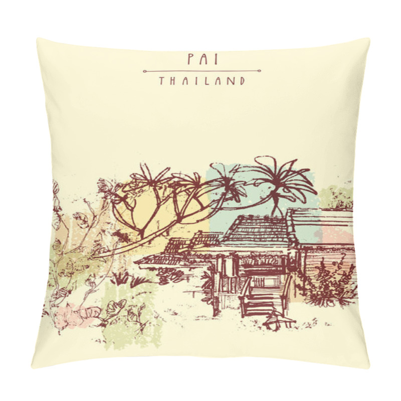 Personality  Pai Town Postcard Template Pillow Covers