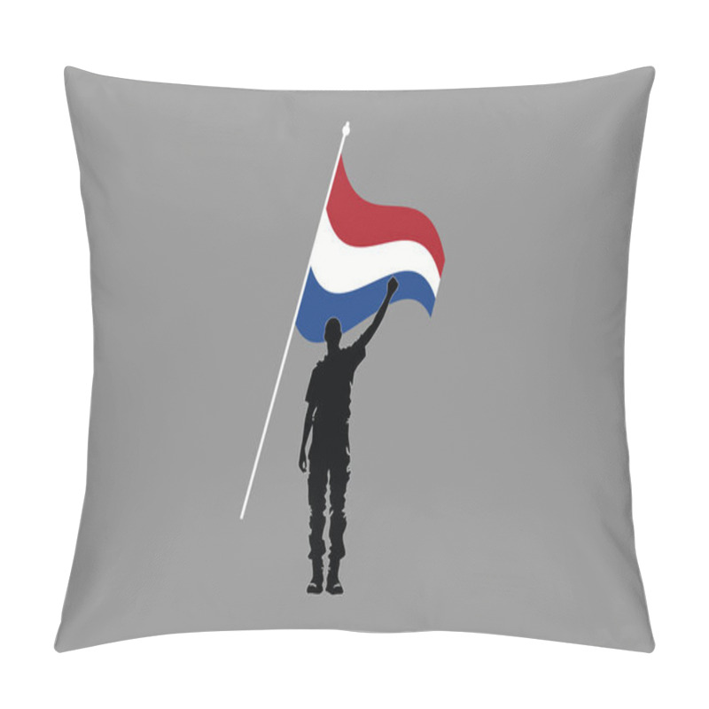 Personality  A Man With Netherlands Flag, Flag Of Netherlands National Country Symbol Illustration Vector, Rectangle Netherlands Flag Illustration, Flat Vector Illustration Pillow Covers