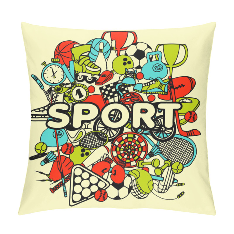 Personality  Sport Doodle Collage Pillow Covers