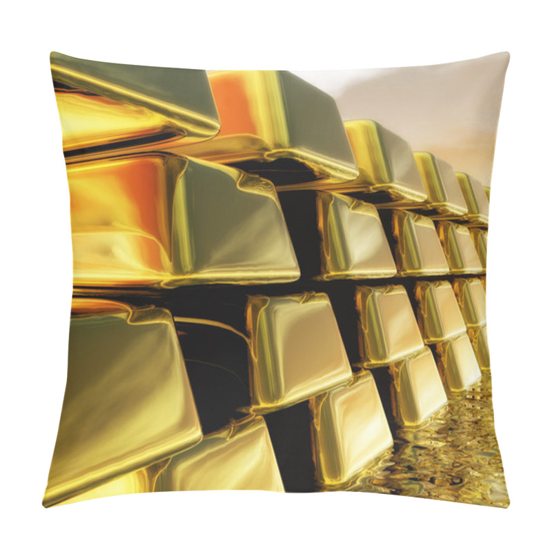 Personality  Diugital Illustration Of Gold Bullions Pillow Covers