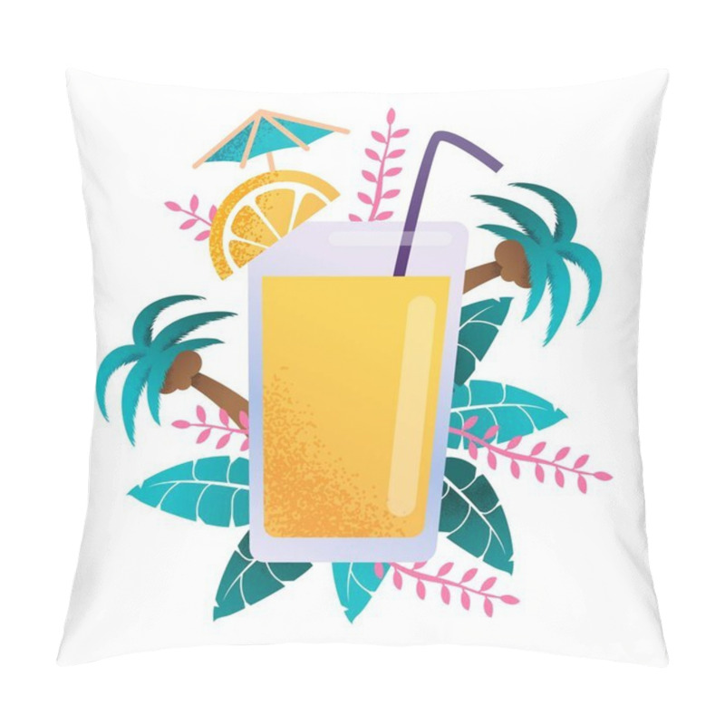 Personality  Glass Filled Tropical Juice Advertising Banner Pillow Covers