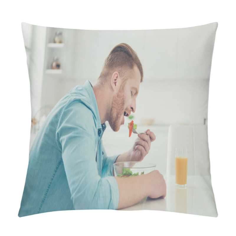 Personality  Handsome Attractive Good-looking Man Enjoy Lunch Brunch Before W Pillow Covers