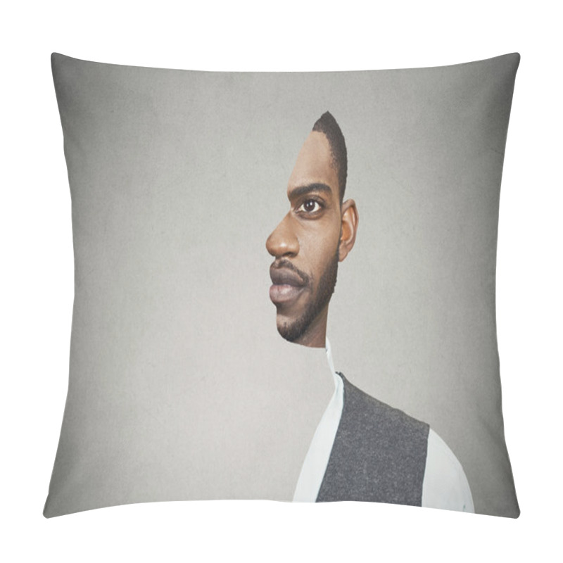 Personality  Surrealistic Portrait Front With Cut Out Profile Of A Young Man  Pillow Covers