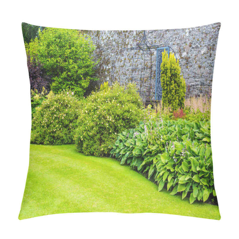 Personality  Beautiful Walled Garden With Grass Lawn  Pillow Covers