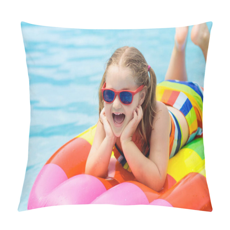 Personality  Child On Inflatable Float In Swimming Pool.  Pillow Covers